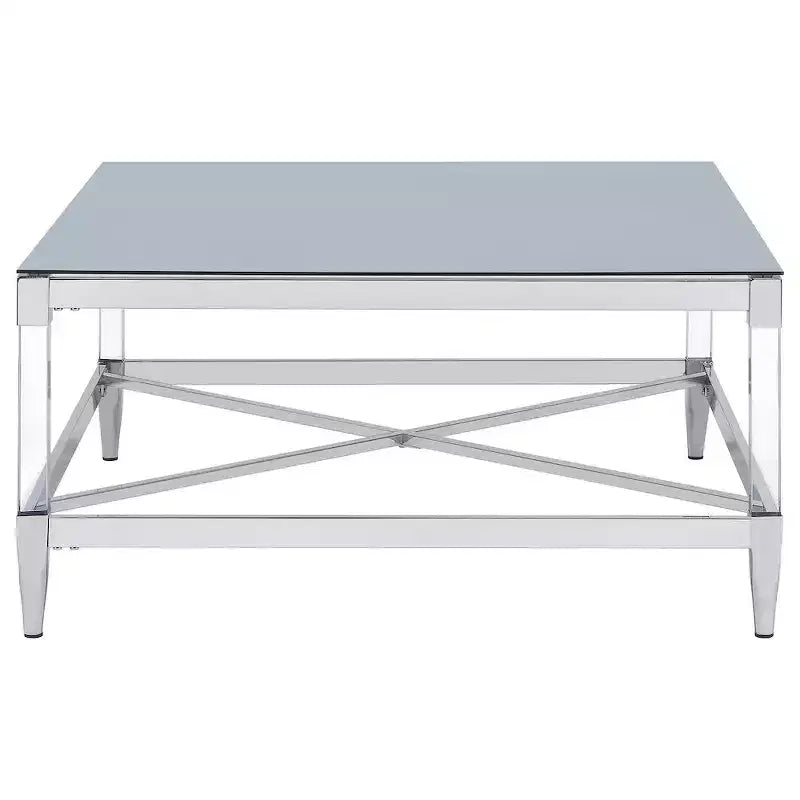 Table basse carrée en acrylique miroir trempé