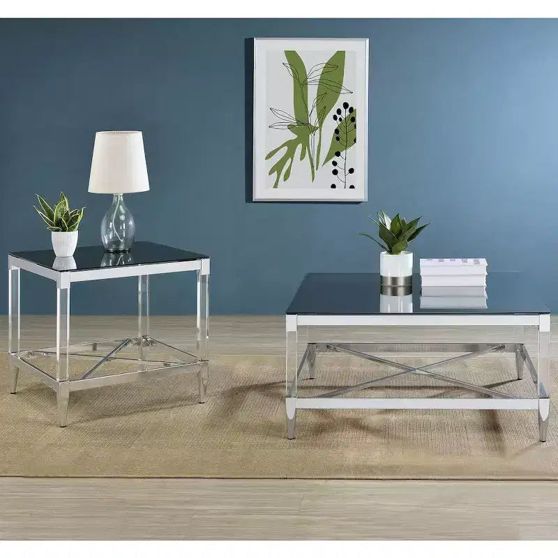 Table basse carrée en acrylique miroir trempé