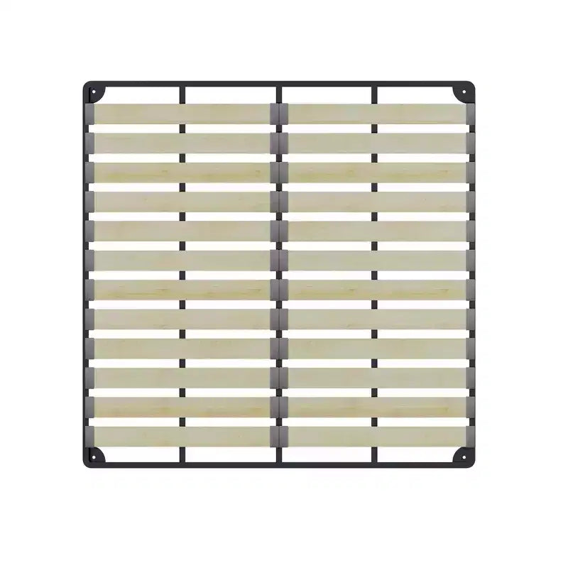 Lit plateforme tapissé King Size, Cadre de lit en métal et bois massif avec tête de lit en velours de forme spéciale