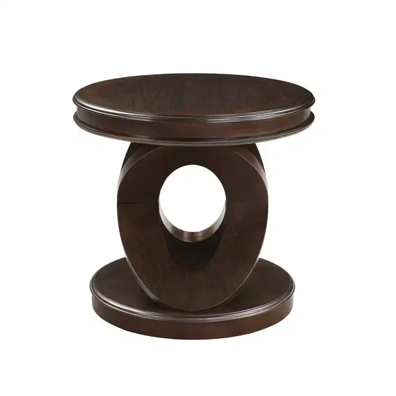 Table d'appoint ronde en bois rétro avec piètement en X pour salle à manger ou salon, Espresso