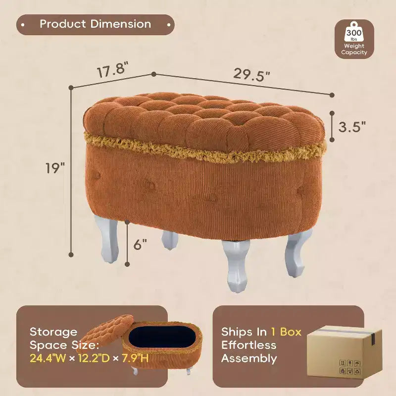 Banc de rangement capitonné, banc de pied de lit en tissu avec touffetage et franges, plateau relevable, banc de bout de lit pour chambre à coucher, salon