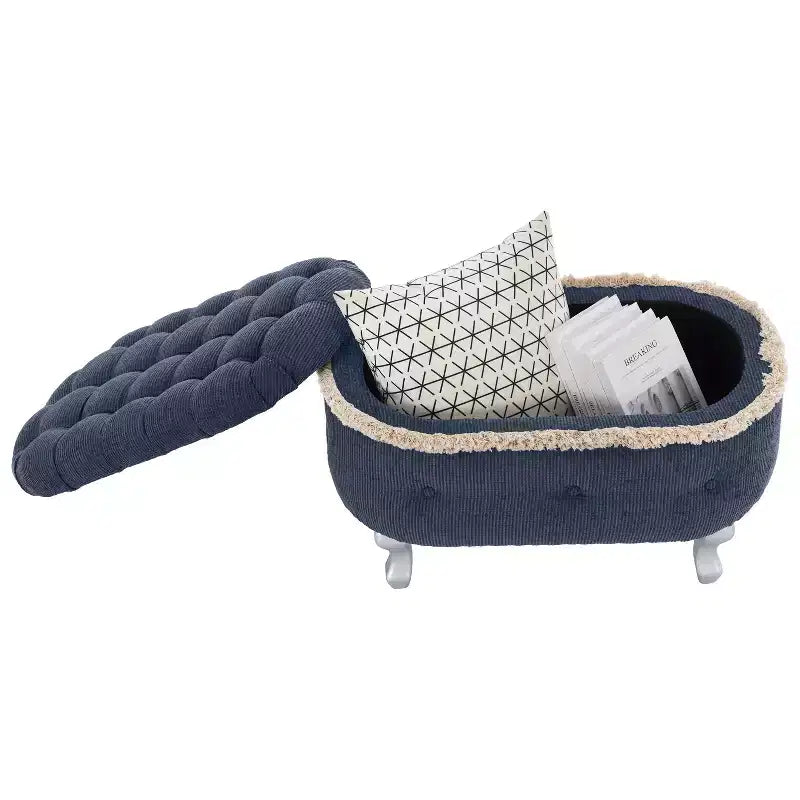 Banc de rangement capitonné, banc de pied de lit en tissu avec touffetage et franges, plateau relevable, banc de bout de lit pour chambre à coucher, salon