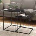 Tables basses lot de 2 bois d'ingénierie et fer noir et marron