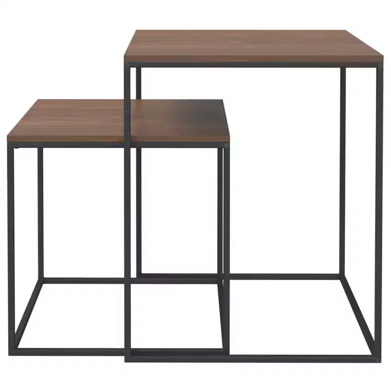 Tables basses lot de 2 bois d'ingénierie et fer noir et marron