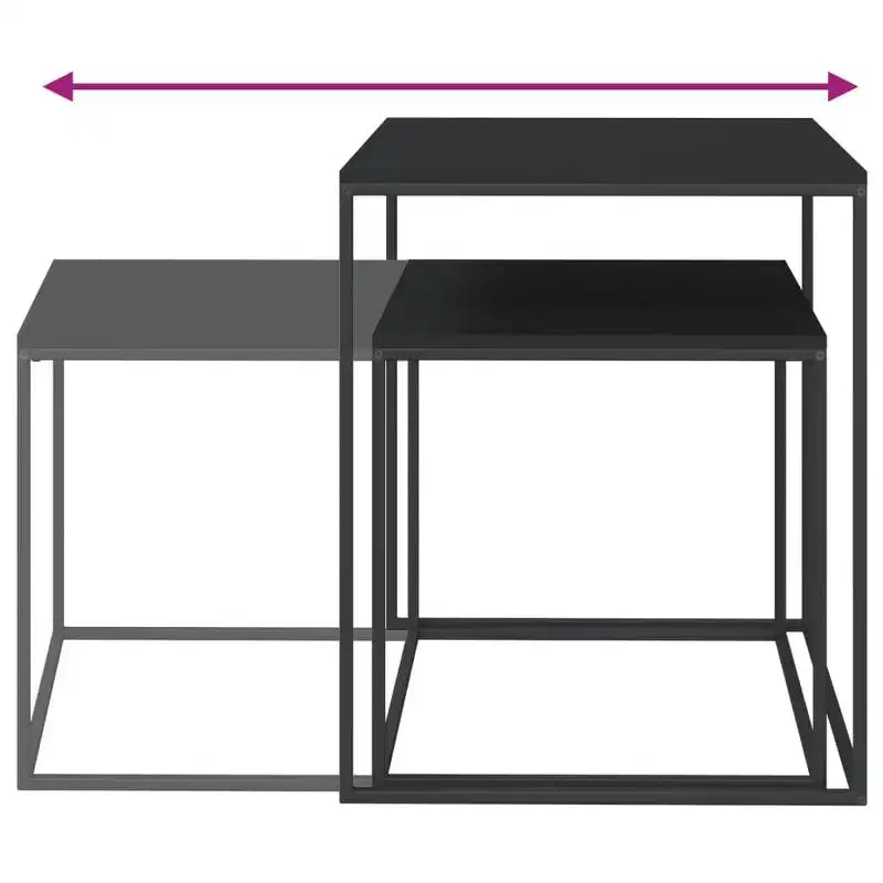 Tables basses lot de 2 bois d'ingénierie et fer noir et marron