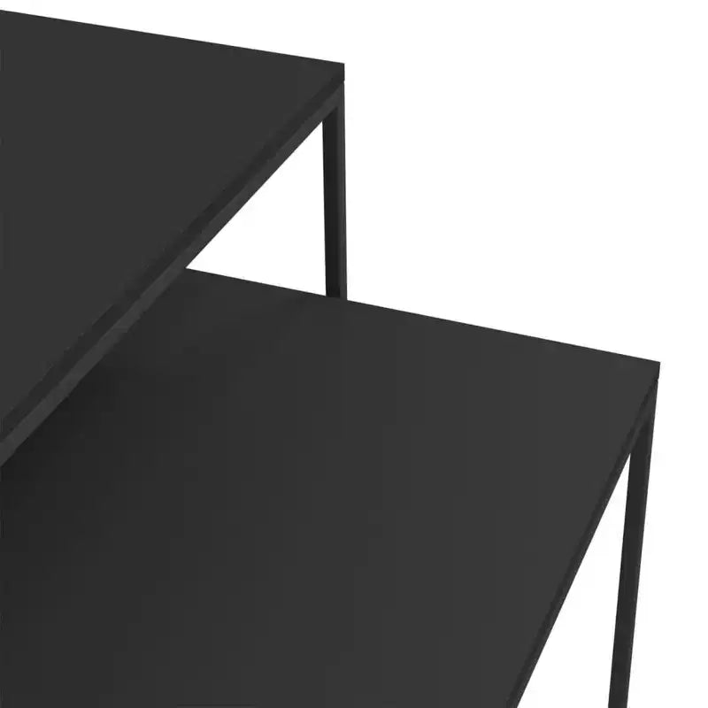 Tables basses lot de 2 bois d'ingénierie et fer noir et marron