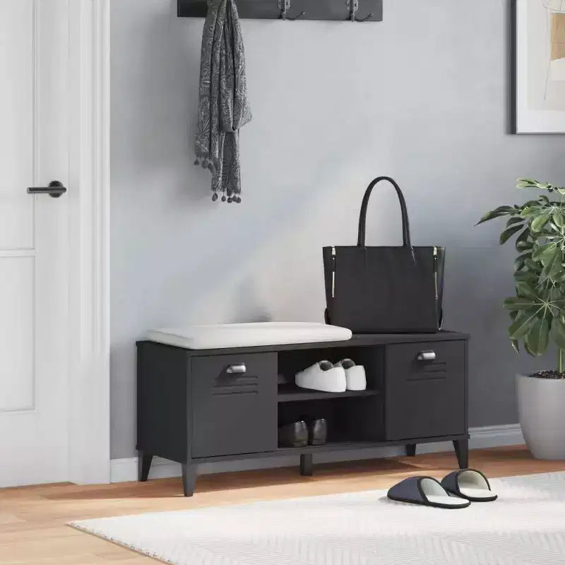 Banc à Chaussures Meuble de Rangement Étagère Meuble d'Entrée en Bois Massif Pin