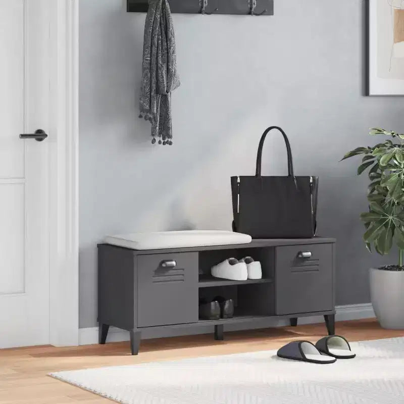 Banc à Chaussures Meuble de Rangement Étagère Meuble d'Entrée en Bois Massif Pin