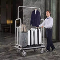 Chariot à bagages d'hôtel, capacité de charge de 544 kg, finition acier inoxydable brossé, chariot de bagagiste, chariot de voiturier avec plateforme recouverte de moquette grise et roues de 8 pouces, argent