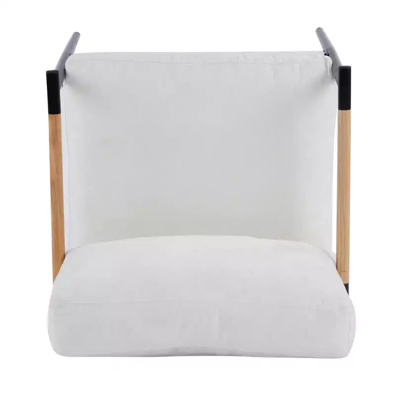Fauteuil moderne, coussins moelleux, structure métallique minimaliste, accoudoirs en bois, salon, chambre, bureau