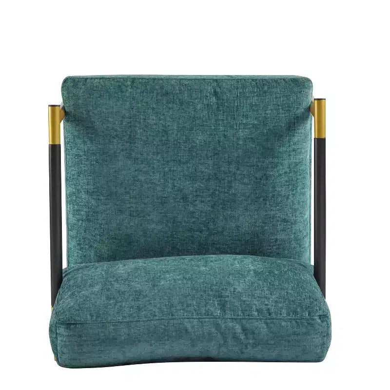 Fauteuil moderne, coussins moelleux, structure métallique minimaliste, accoudoirs en bois, salon, chambre, bureau