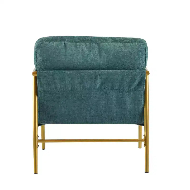 Fauteuil moderne, coussins moelleux, structure métallique minimaliste, accoudoirs en bois, salon, chambre, bureau