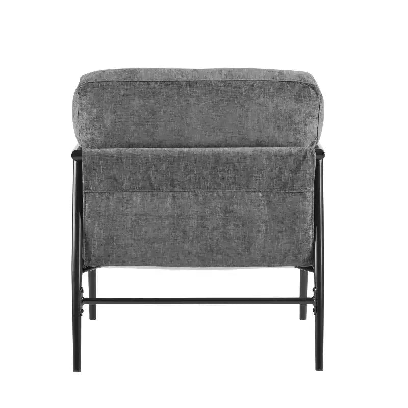 Fauteuil moderne, coussins moelleux, structure métallique minimaliste, accoudoirs en bois, salon, chambre, bureau