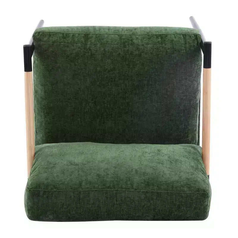 Fauteuil moderne, coussins moelleux, structure métallique minimaliste, accoudoirs en bois, salon, chambre, bureau