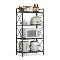 4-Tier Metal Storage Rack, 44.3 Inch Shelving Unit with X-Bar Frames & Adjustable Feet, 110 lb per Shelf, for Entryway Kitchen Bathroom, Ink Black