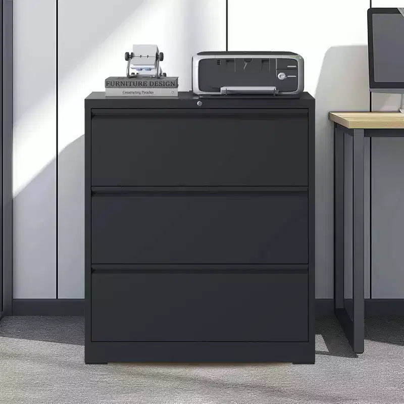 Meuble de classement latéral verrouillable 40H - Métal robuste pour bureau à domicile, glissières silencieuses à extension complète, anti-basculement, compatible lettres/légal/A4/F4
