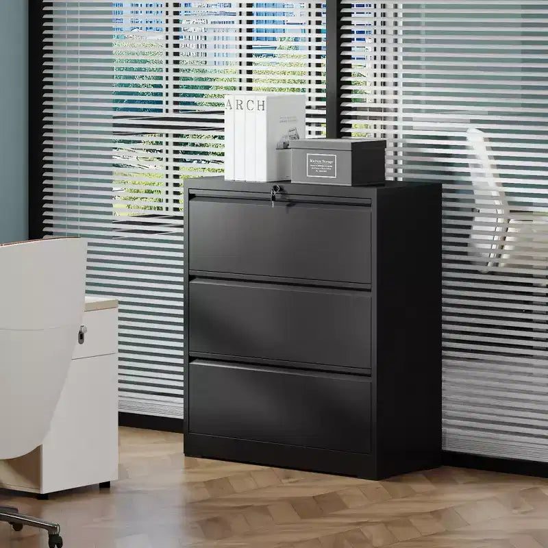 Meuble de classement latéral verrouillable 40H - Métal robuste pour bureau à domicile, glissières silencieuses à extension complète, anti-basculement, compatible lettres/légal/A4/F4