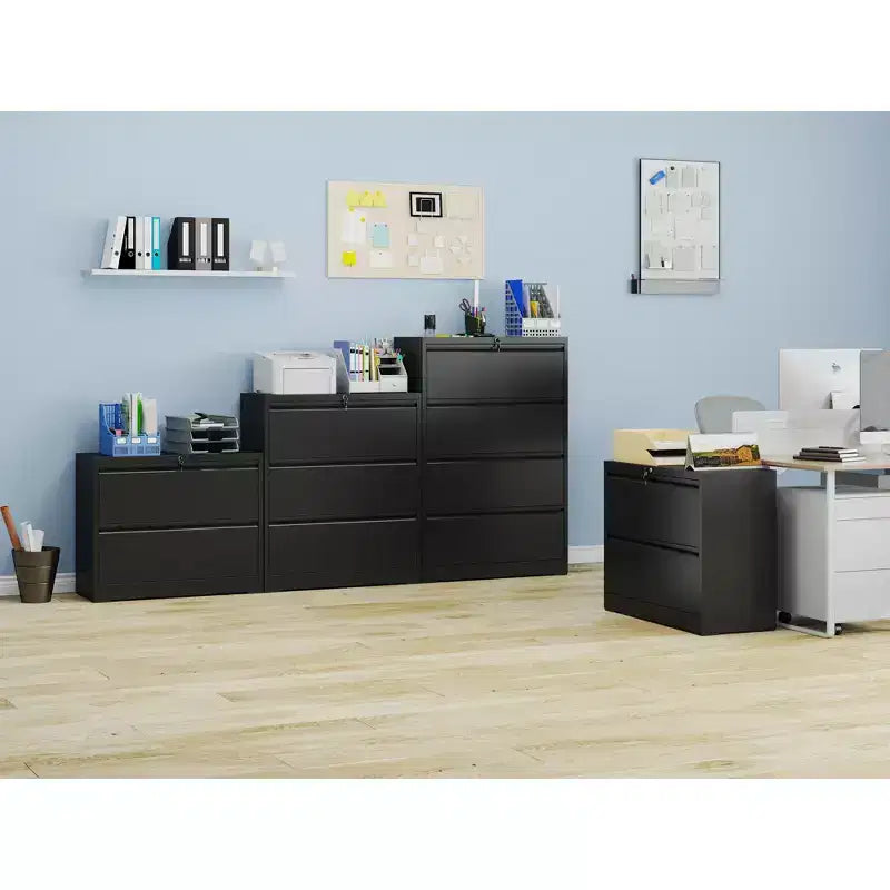 Meuble de classement latéral verrouillable 40H - Métal robuste pour bureau à domicile, glissières silencieuses à extension complète, anti-basculement, compatible lettres/légal/A4/F4