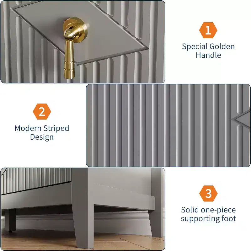 Commode cannelée à 6 tiroirs, 54 po, commode de rangement large moderne avec tiroirs profonds et dispositif anti-basculement
