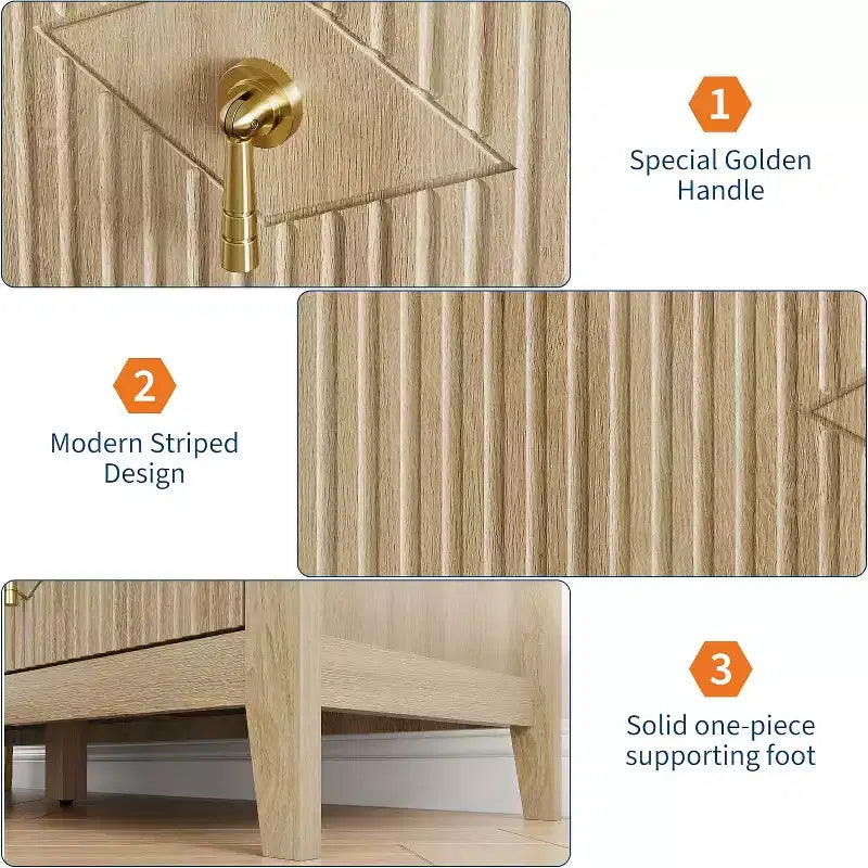 Commode cannelée à 6 tiroirs, 54 po, commode de rangement large moderne avec tiroirs profonds et dispositif anti-basculement