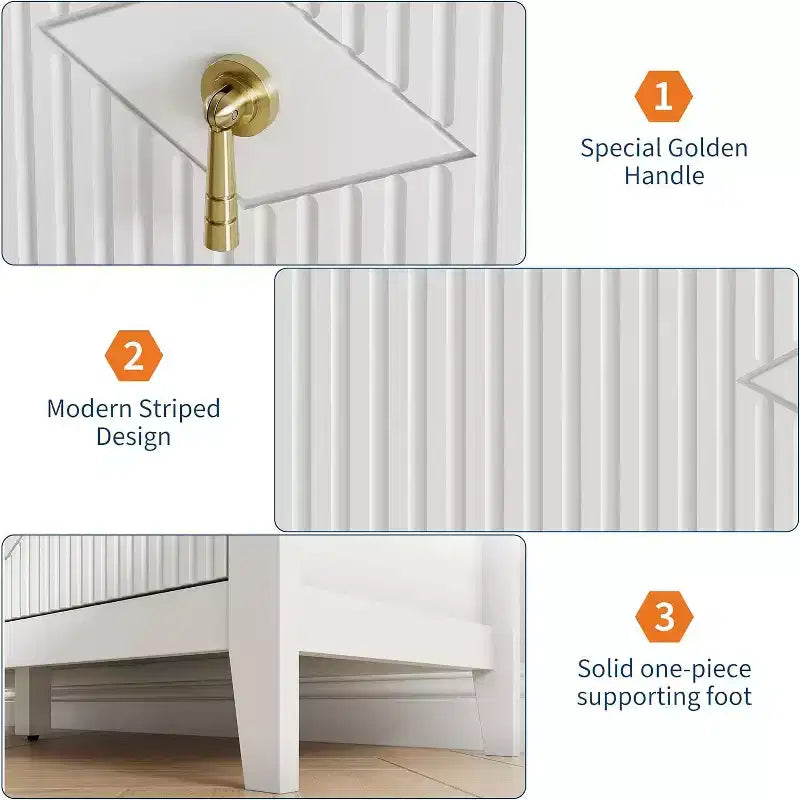 Commode cannelée à 6 tiroirs, 54 po, commode de rangement large moderne avec tiroirs profonds et dispositif anti-basculement