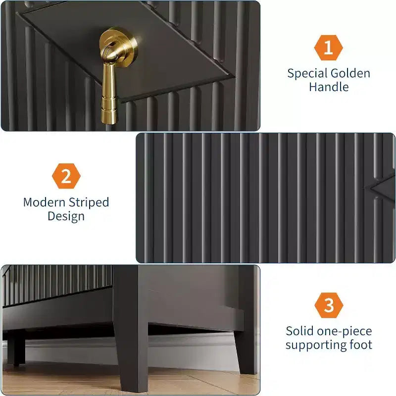 Commode cannelée à 6 tiroirs, 54 po, commode de rangement large moderne avec tiroirs profonds et dispositif anti-basculement