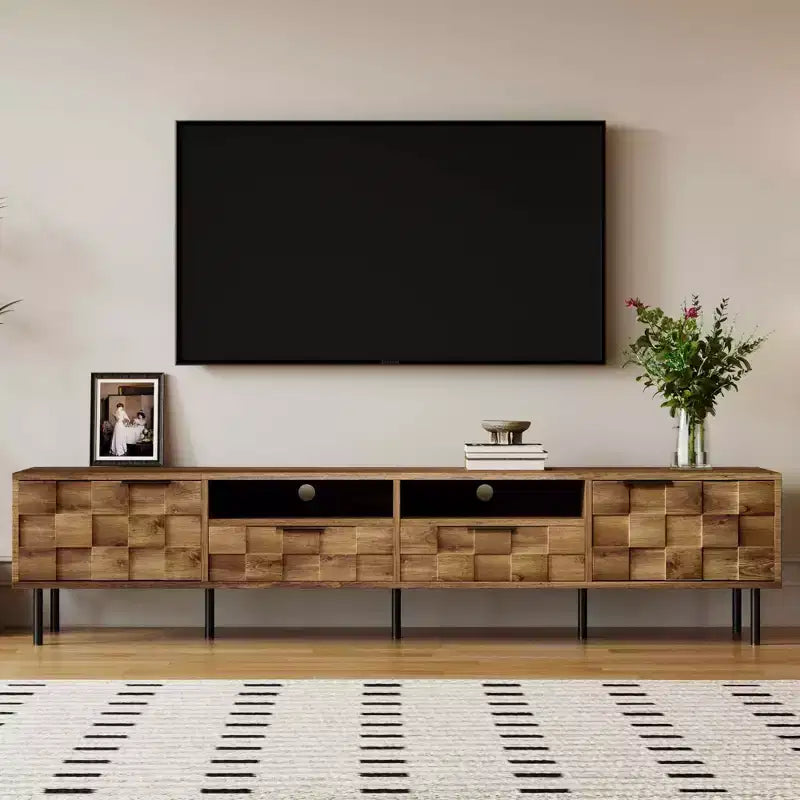 MAYEERTY Mid Century TV Stand with 2 Drawers, Media Console Table for TVs up to 85, Entertainment Center with STorage for Living Room