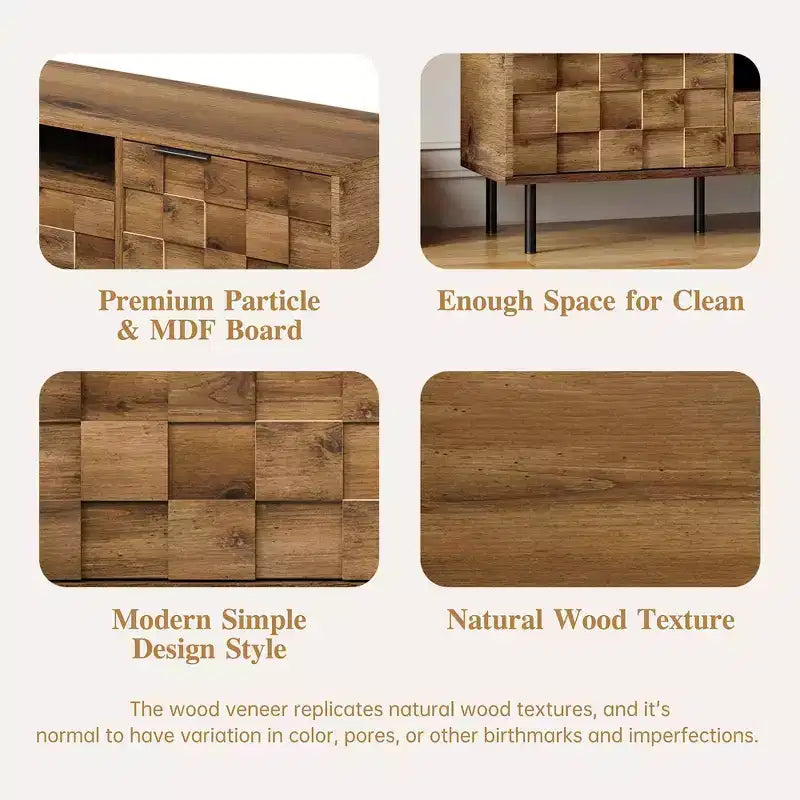 Meuble TV scandinave avec 2 tiroirs, Table console multimédia pour TV jusqu'à 85 pouces, Meuble de rangement pour salon