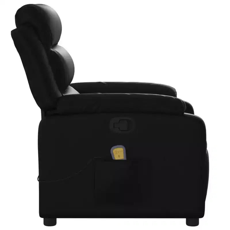 Fauteuil inclinable de massage réglable en similicuir noir – Inclinaison manuelle par poussée du dossier