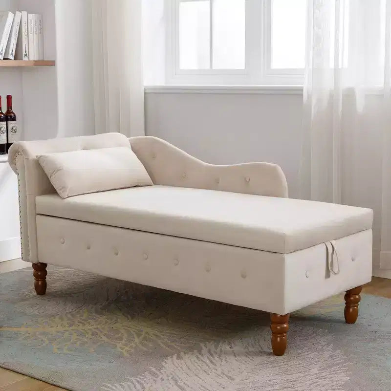 Fauteuil inclinable moderne avec accoudoirs cloutés, causeuse en velours capitonné avec rangement et oreiller pour salon