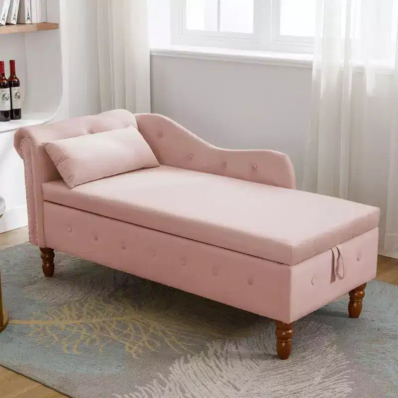 Fauteuil inclinable moderne avec accoudoirs cloutés, causeuse en velours capitonné avec rangement et oreiller pour salon