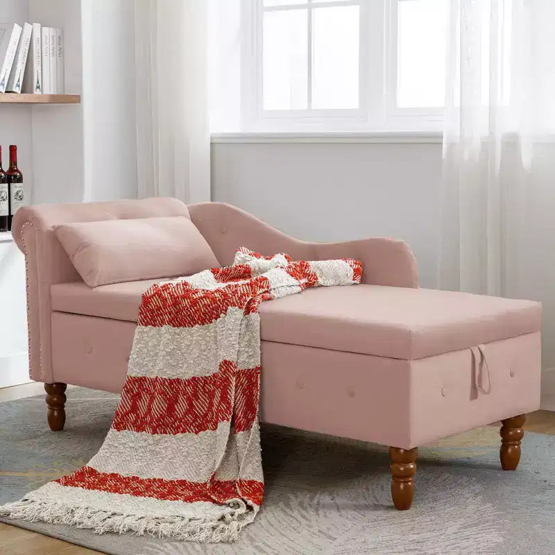 Fauteuil inclinable moderne avec accoudoirs cloutés, causeuse en velours capitonné avec rangement et oreiller pour salon