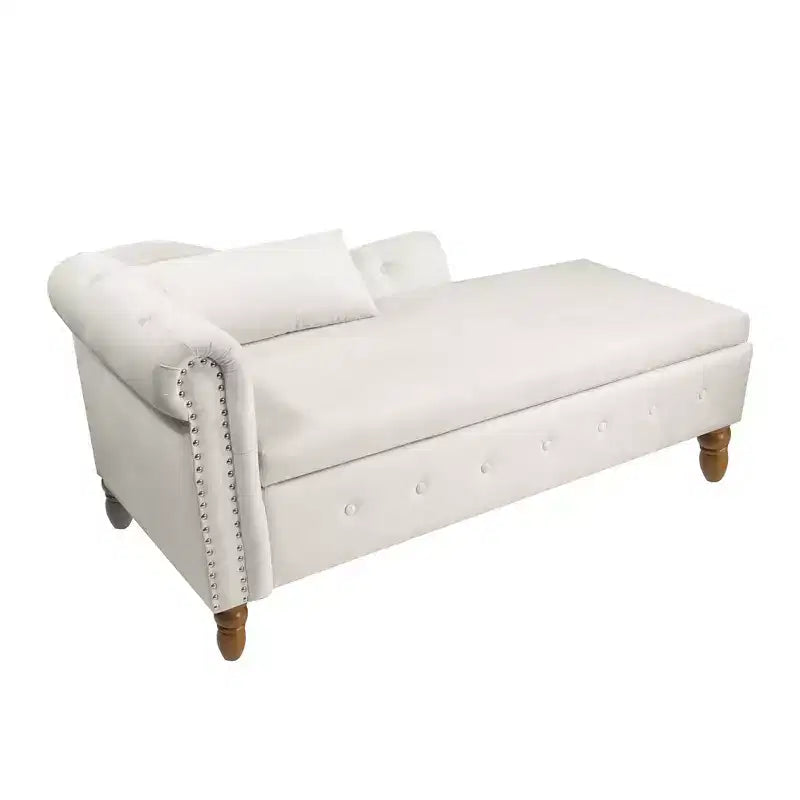 Fauteuil inclinable moderne avec accoudoirs cloutés, causeuse en velours capitonné avec rangement et oreiller pour salon