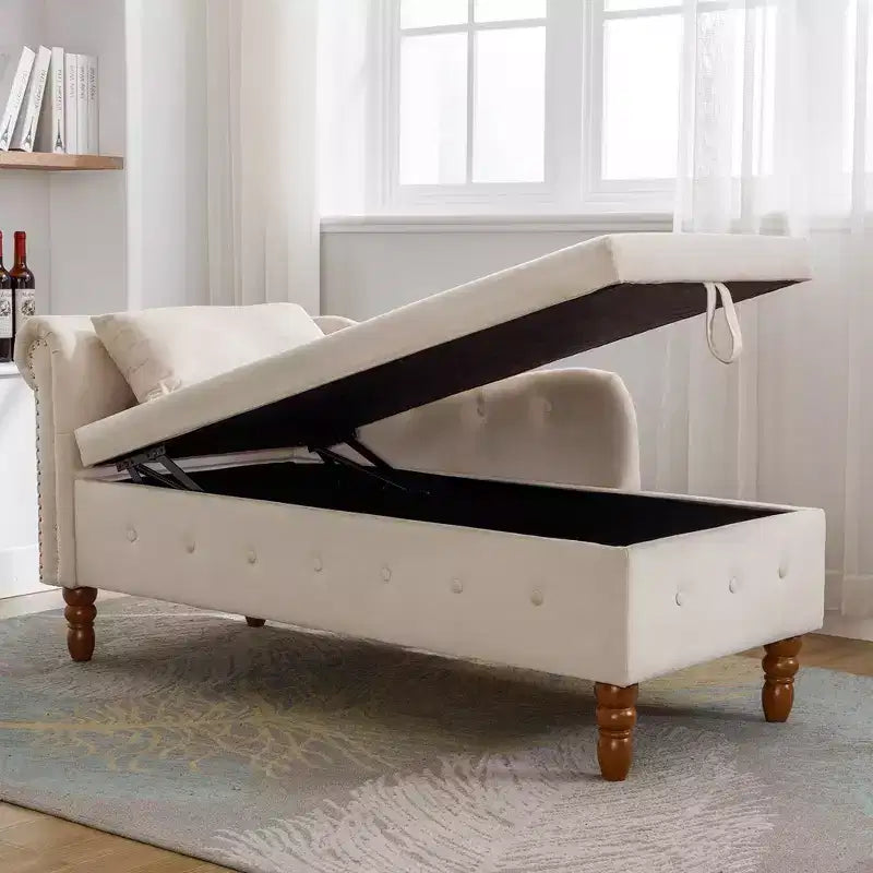 Fauteuil inclinable moderne avec accoudoirs cloutés, causeuse en velours capitonné avec rangement et oreiller pour salon