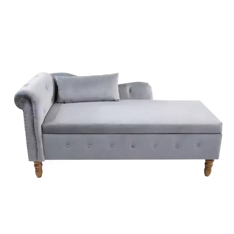 Fauteuil inclinable moderne avec accoudoirs cloutés, causeuse en velours capitonné avec rangement et oreiller pour salon