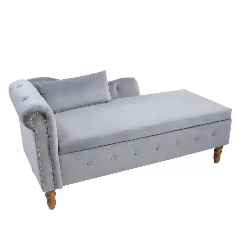Fauteuil inclinable moderne avec accoudoirs cloutés, causeuse en velours capitonné avec rangement et oreiller pour salon