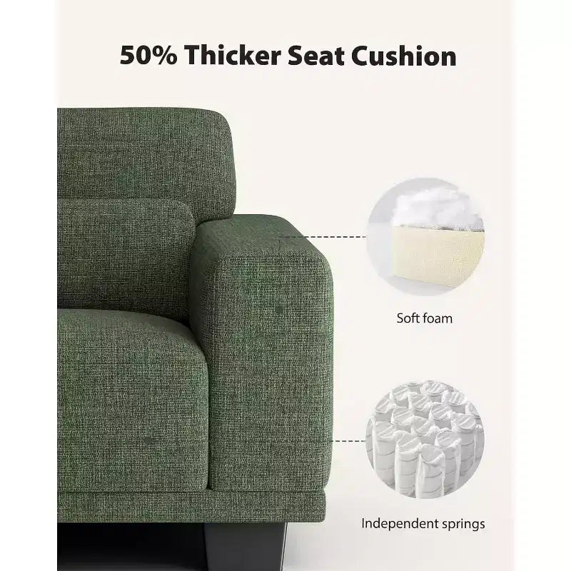 Fauteuil simple moderne et profond de 40 pouces à accoudoirs larges, fauteuil simple de salon, fauteuil simple confortable avec une capacité de charge maximale de 136 kg, Vert