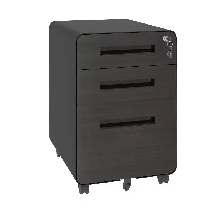 VIYET 23H Mobile File Cabinet with Lock - All-Steel Fully Assembled, Anti-Tip Design & Locking Casters, Fits A4/Letter, for Home/Office (Black)