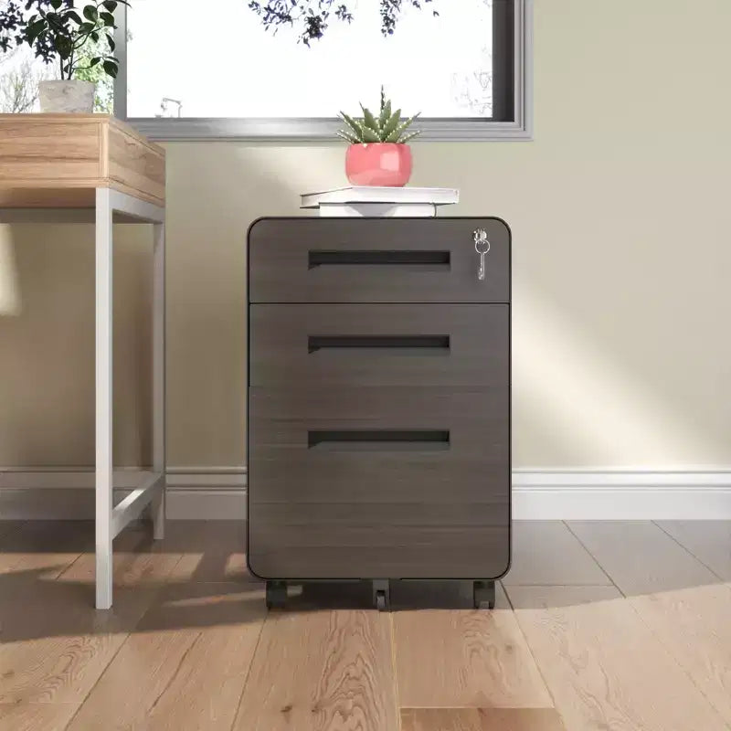 Meuble Classeur Mobile avec Serrure - Entièrement en Acier, Entièrement Assemblé, Conception Anti-Basculement et Roulettes Verrouillables, Compatible A4/Lettre, pour Maison/Bureau (Noir)