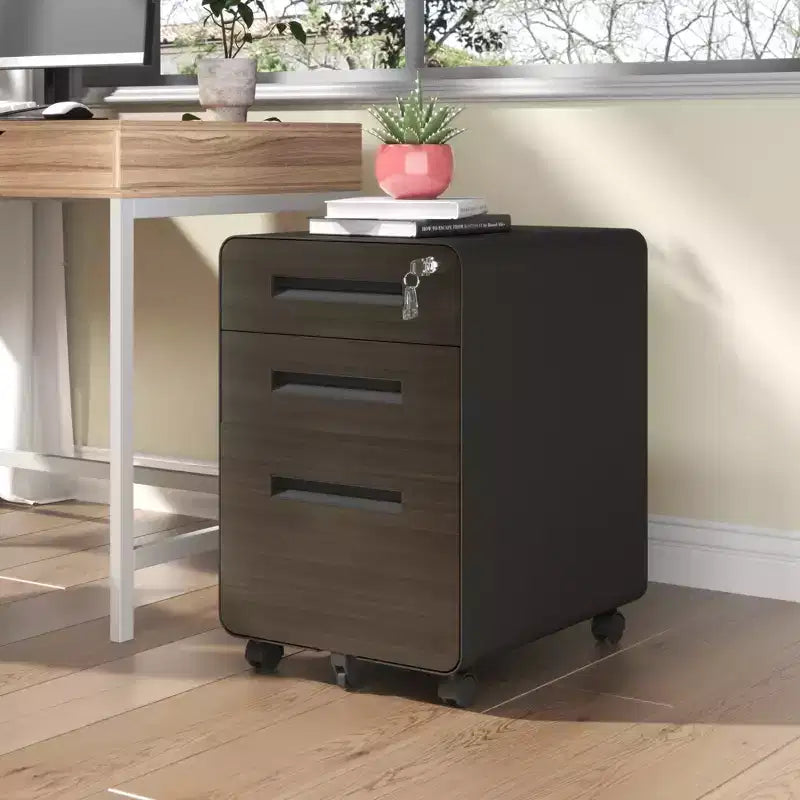 Meuble Classeur Mobile avec Serrure - Entièrement en Acier, Entièrement Assemblé, Conception Anti-Basculement et Roulettes Verrouillables, Compatible A4/Lettre, pour Maison/Bureau (Noir)