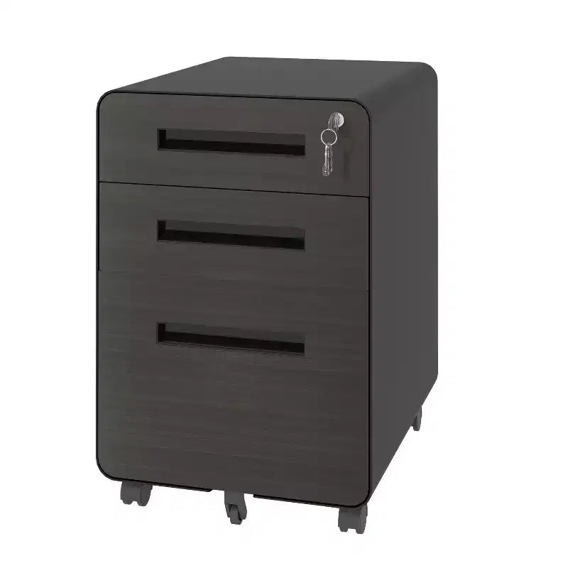 Meuble Classeur Mobile avec Serrure - Entièrement en Acier, Entièrement Assemblé, Conception Anti-Basculement et Roulettes Verrouillables, Compatible A4/Lettre, pour Maison/Bureau (Noir)