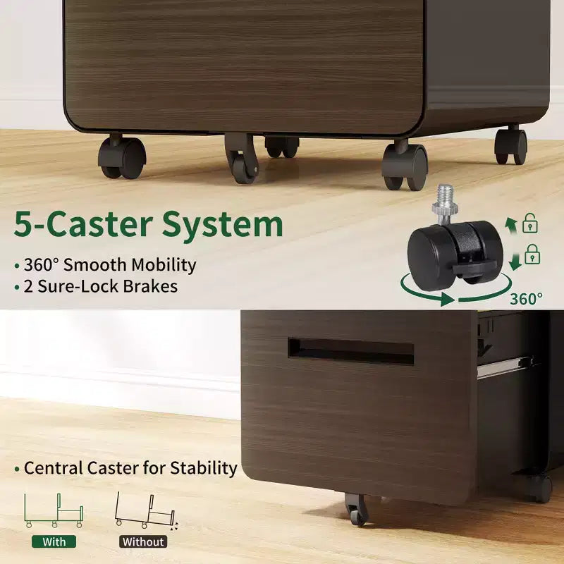 Meuble Classeur Mobile avec Serrure - Entièrement en Acier, Entièrement Assemblé, Conception Anti-Basculement et Roulettes Verrouillables, Compatible A4/Lettre, pour Maison/Bureau (Noir)