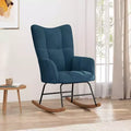 Fauteuil à bascule d'appoint avec siège rembourré en velours bleu pour le salon - Sans repose-pieds
