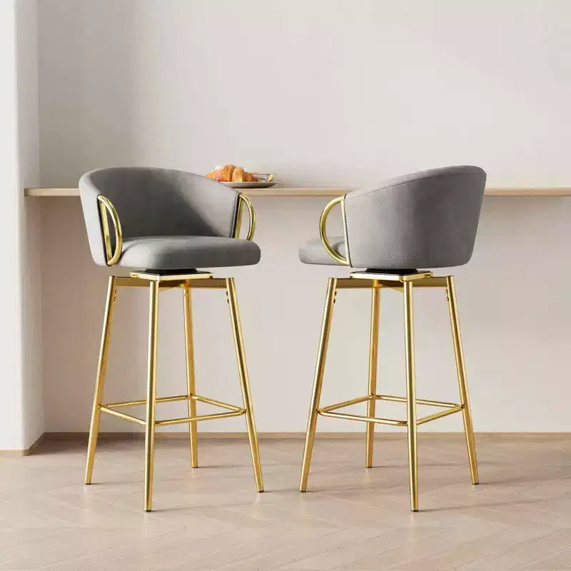 Chaises de salle à manger 30 pouces style moderne, tabourets de bar pivotants hauts pour cuisine, bar, restaurants, beige/gris