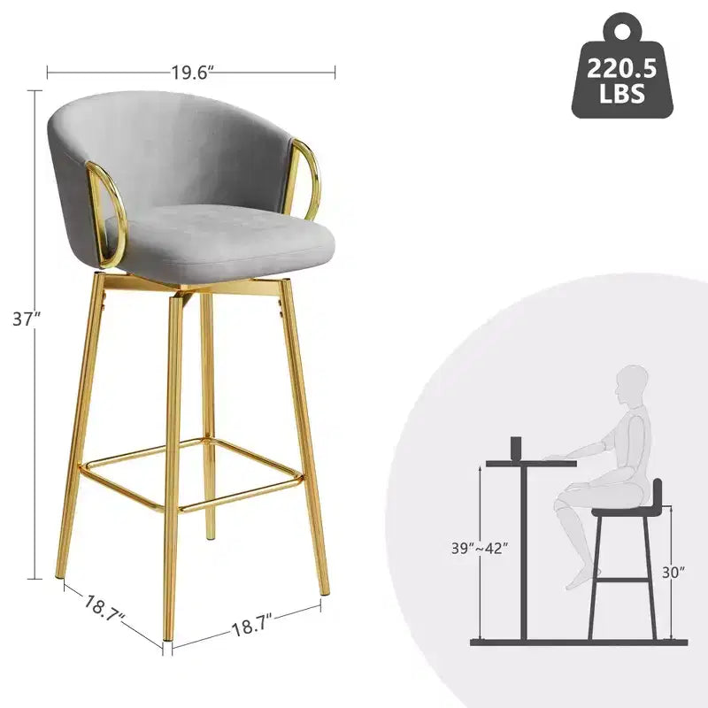 Chaises de salle à manger 30 pouces style moderne, tabourets de bar pivotants hauts pour cuisine, bar, restaurants, beige/gris