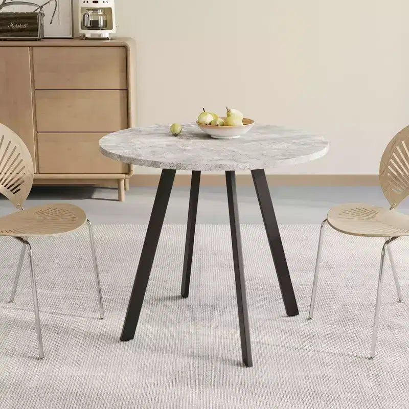 Table basse circulaire moderne minimaliste de 33,5 pouces, texture ciment gris pour salon
