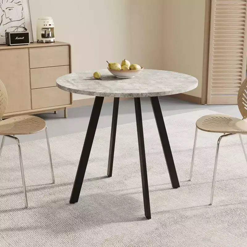 Table basse circulaire moderne minimaliste de 33,5 pouces, texture ciment gris pour salon
