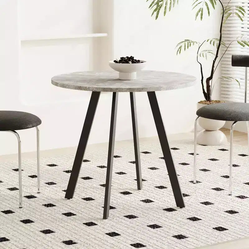 Table basse circulaire moderne minimaliste de 33,5 pouces, texture ciment gris pour salon
