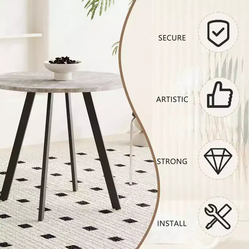 Table basse circulaire moderne minimaliste de 33,5 pouces, texture ciment gris pour salon