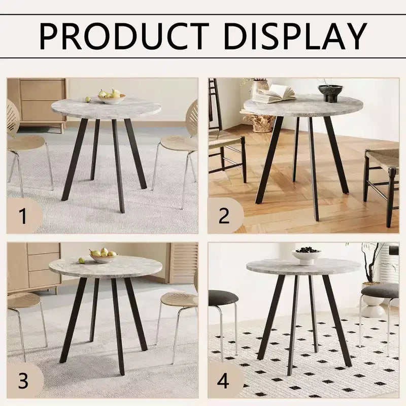 Table basse circulaire moderne minimaliste de 33,5 pouces, texture ciment gris pour salon